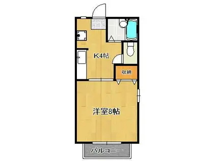 ロワール遠賀野(1K/2階)の間取り写真