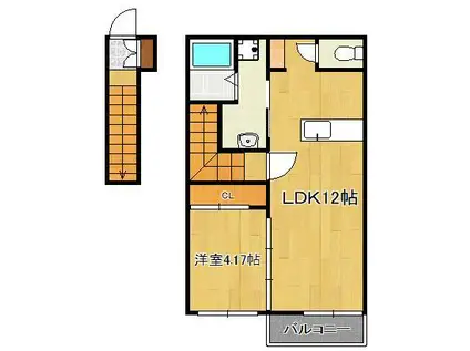 ブレッザ遠賀野C棟(1LDK/2階)の間取り写真
