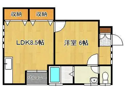 ガンダフォーレ(1LDK/1階)の間取り写真