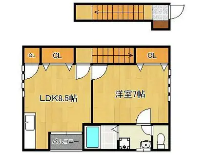 ガンダフォーレ(1LDK/2階)の間取り写真