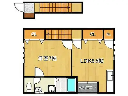 ガンダフォーレ(1LDK/2階)の間取り写真