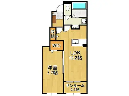 マイライフ直方Ⅴ(1LDK/1階)の間取り写真