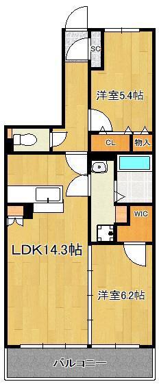 エルデ幸神(2LDK/5階)の間取り写真
