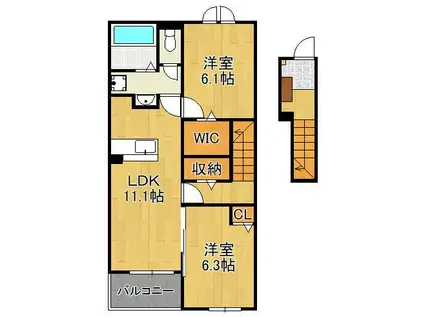 フォルトⅠ(2LDK/2階)の間取り写真