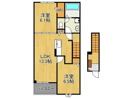 フォルトⅡ(2LDK/2階)の間取り写真