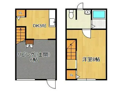 CROSS A棟(1DK/1階)の間取り写真