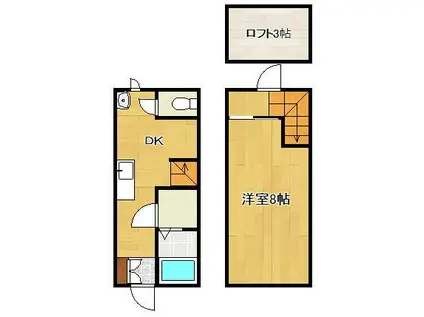 CROSS B棟(1DK/1階)の間取り写真