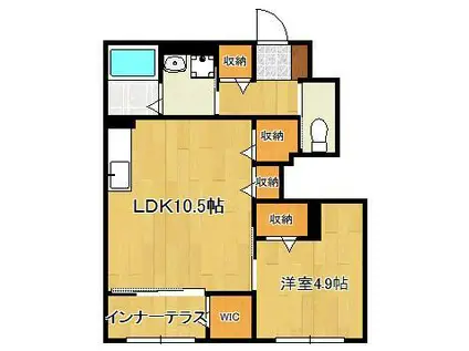 フォルモーサヒルズ(1LDK/1階)の間取り写真