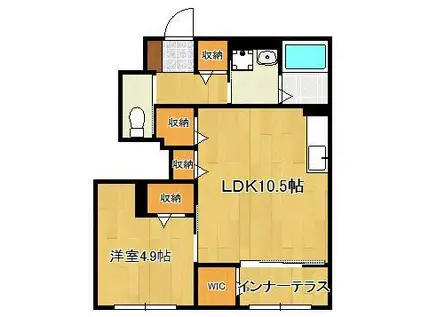 フォルモーサヒルズ(1LDK/1階)の間取り写真