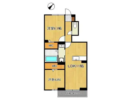 ENG町上津役(2LDK/1階)の間取り写真