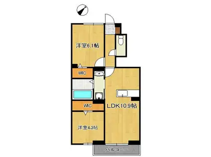 ENG町上津役(2LDK/1階)の間取り写真