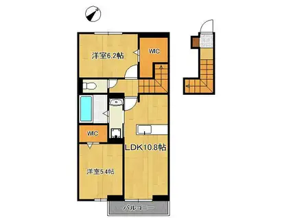 ENG町上津役(2LDK/2階)の間取り写真