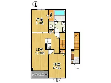 エスポワール馬場(2LDK/2階)の間取り写真