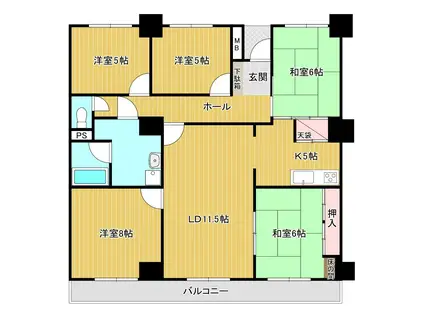 ハイツ幸神A棟502号(5LDK/5階)の間取り写真