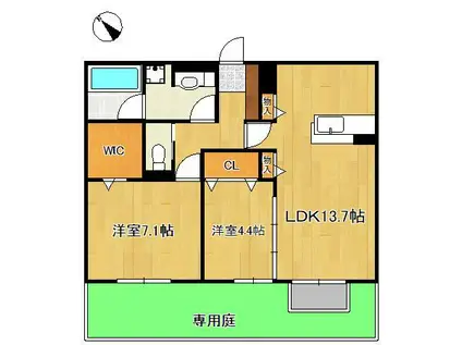 プレステージⅣ(2LDK/1階)の間取り写真
