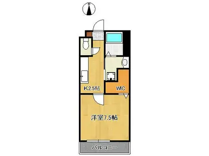 クオーレリツコ八幡南(1K/1階)の間取り写真