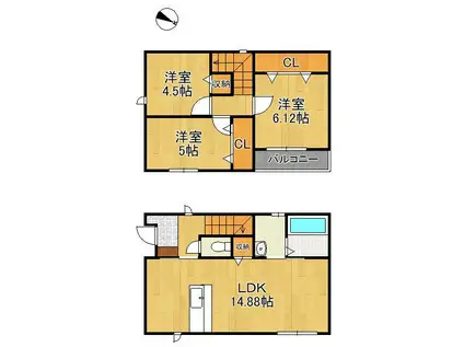 筑豊電気鉄道 永犬丸駅 徒歩10分 2階建 新築(3LDK)の間取り写真
