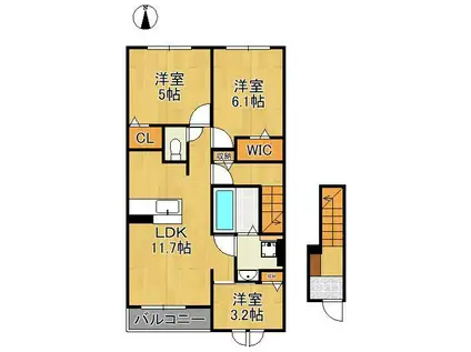エレガンシア(3LDK/2階)の間取り写真
