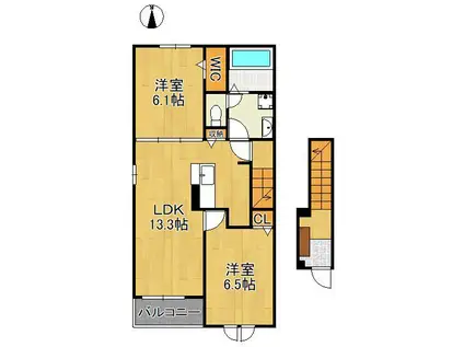 ジェイ・ヴィルタス6(2LDK/2階)の間取り写真