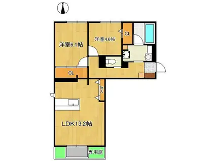 BELLE FLEURⅡ(2LDK/1階)の間取り写真