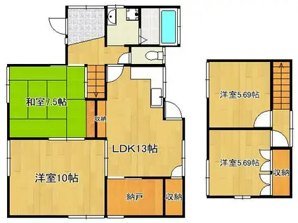 筑豊電気鉄道 永犬丸駅 徒歩14分 2階建 築53年(4SLDK)の間取り写真