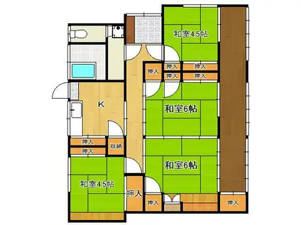筑豊電気鉄道 今池駅(福岡) 徒歩6分 1階建 築58年(4K)の間取り写真