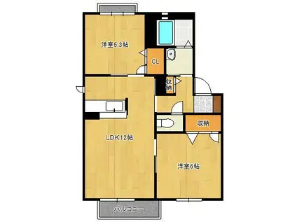 サンモール(2LDK/2階)の間取り写真