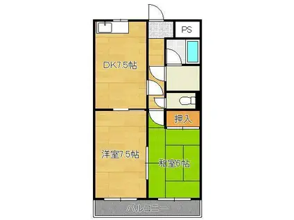 フォーレスト本城1(2DK/3階)の間取り写真