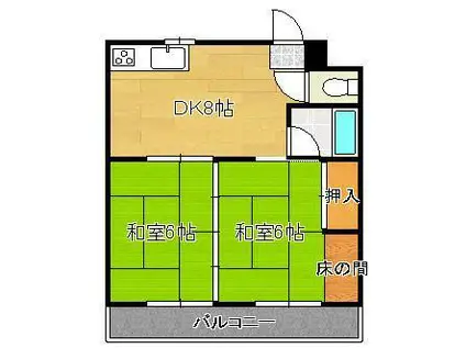 日東興産ビルⅡ(2DK/5階)の間取り写真