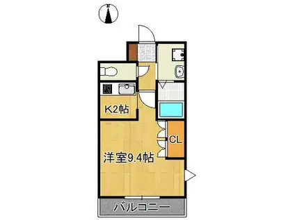 フトゥーロ・べネスタンテ(1K/2階)の間取り写真