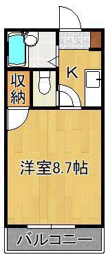 クローバ-藤原(1K/4階)の間取り写真