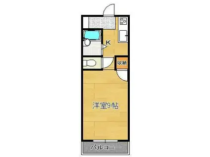 リュバンドール(ワンルーム/2階)の間取り写真