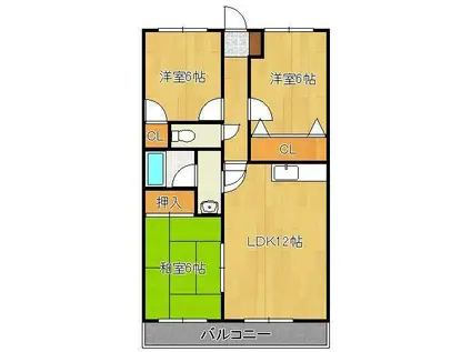 サンローゼ本城(3LDK/3階)の間取り写真