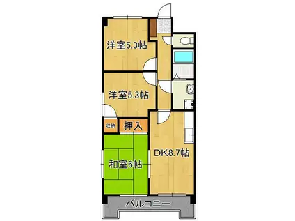 サンローゼ本城東(3DK/3階)の間取り写真