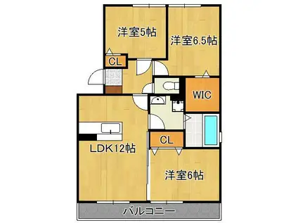 クレールアソウ(3LDK/3階)の間取り写真