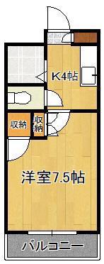 プレアール大浦(1K/2階)の間取り写真