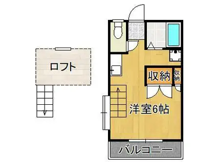 シティベール楠木Ⅱ(ワンルーム/2階)の間取り写真