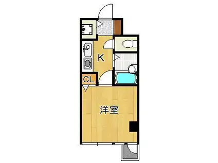 ダイナコートヒルズ折尾(1K/2階)の間取り写真