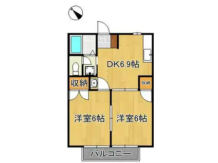 フォーブル本城(2DK/1階)の間取り写真