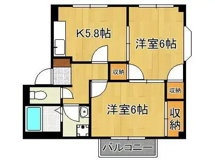 サンパティーク遠賀(2K/2階)の間取り写真