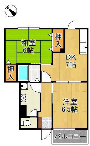 ガーデンハイム今古賀(2DK/1階)の間取り写真