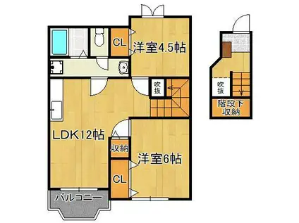 クレストール(2LDK/2階)の間取り写真