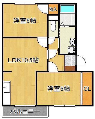 ロジュマン本城(2LDK/3階)の間取り写真