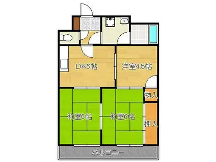 第一サンケイビル(3DK/4階)の間取り写真