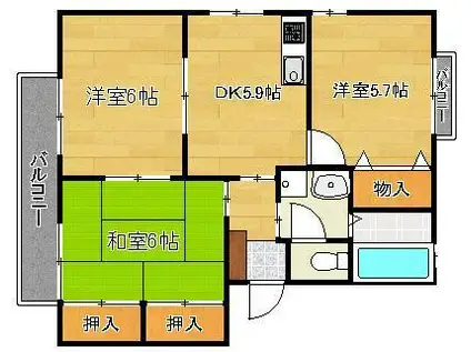 ガーデンシティ御牧(3DK/2階)の間取り写真