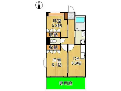 カーサフェリーチェONGA(2DK/1階)の間取り写真