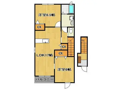 フォルテ二島B(2LDK/2階)の間取り写真