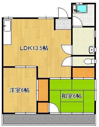 セントラルコーポ大西(2LDK/3階)の間取り写真
