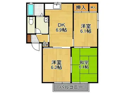 サニーホームズ御牧(3DK/2階)の間取り写真