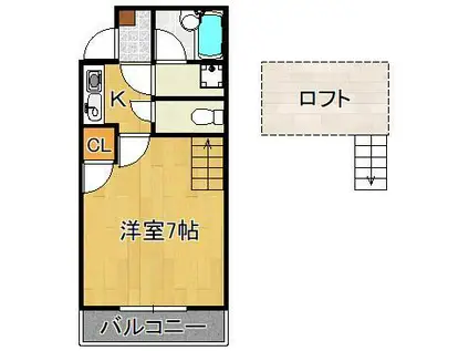 コンドミニアム折尾駅前(1K/3階)の間取り写真